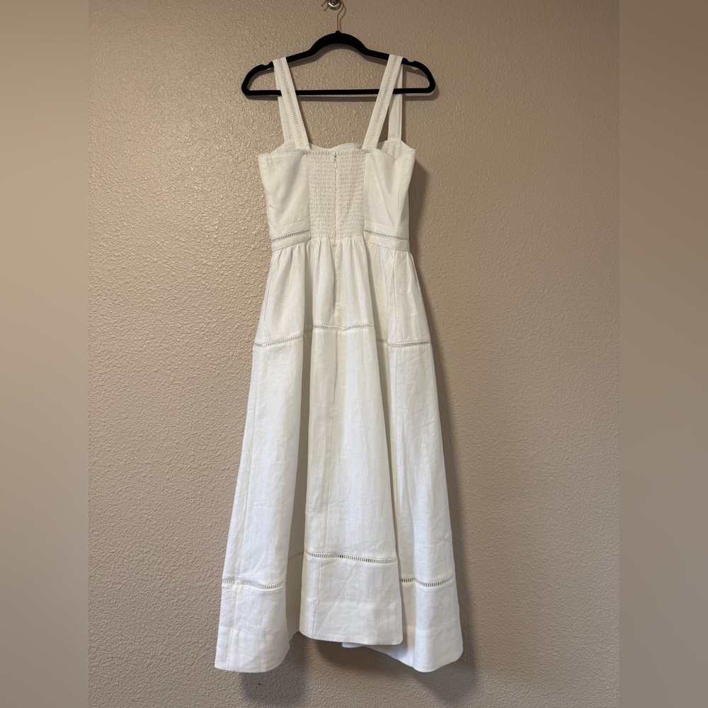NWOT Reformation Everett Linen Midi Dress White A-Line Summer Vacation 8 Bridal - Picture 7 of 11